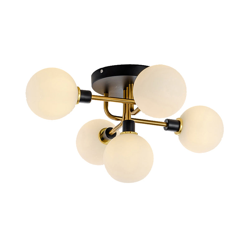 Sphere Shade Semi Ceiling Mount Light Multi-Head Modern Glass Metal Ceiling Lamp for Hotel Clearhalo 'Ceiling Lights' 'Close To Ceiling Lights' 'Close to ceiling' 'Glass shade' 'Glass' 'Semi-flushmount' Lighting' 173111