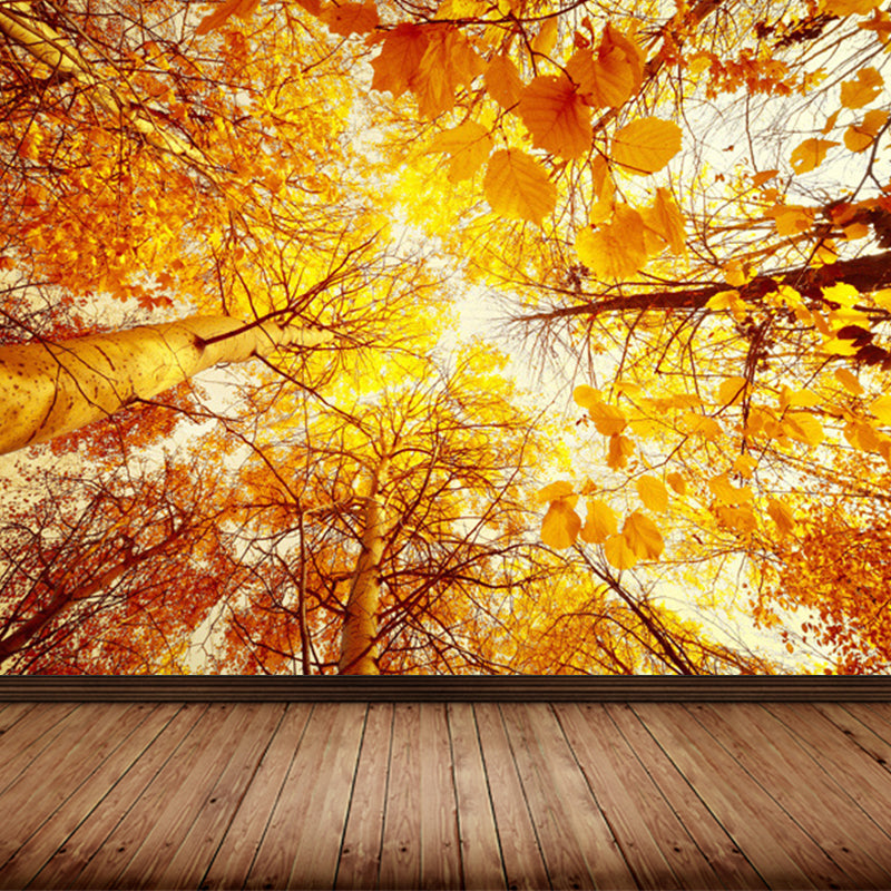 Pastel Color Leaves Mural Wallpaper Moisture-Proof Wall Covering for Living Room Yellow Clearhalo 'Wall Decor' 'Wall Mural' 1757097