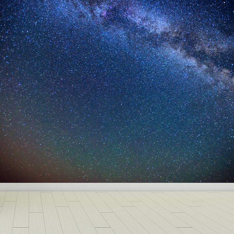Photography Starry Night Mural Wallpaper Full Size Wall Covering for Room, Custom Print Blue Clearhalo 'Wall Decor' 'Wall Mural' 1758095