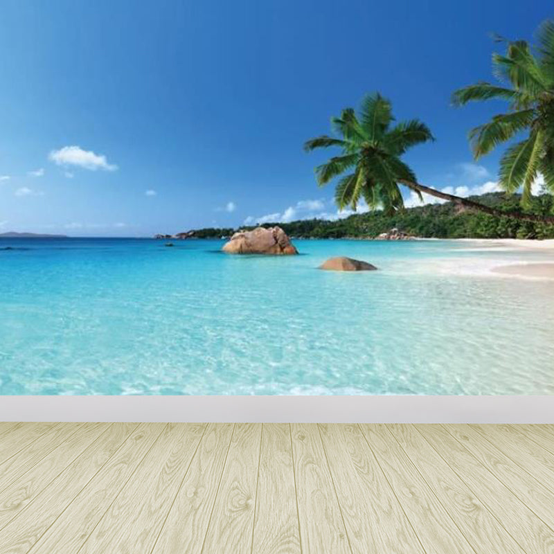 Sea Mural Wallpaper Modernist Tranquil Nature Scenery Wall Covering in Light Color Light Blue Clearhalo 'Wall Decor' 'Wall Mural' 1758200