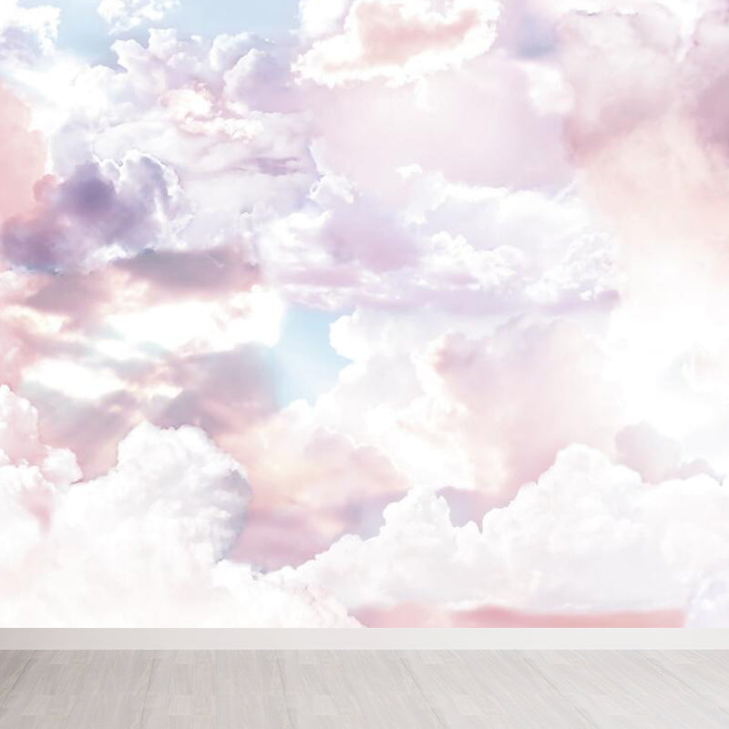 Photography Fabulous Sky Scenery Mural Great Wall Decor for Guest Room, Made to Measure Pink Clearhalo 'Wall Decor' 'Wall Mural' 1758590