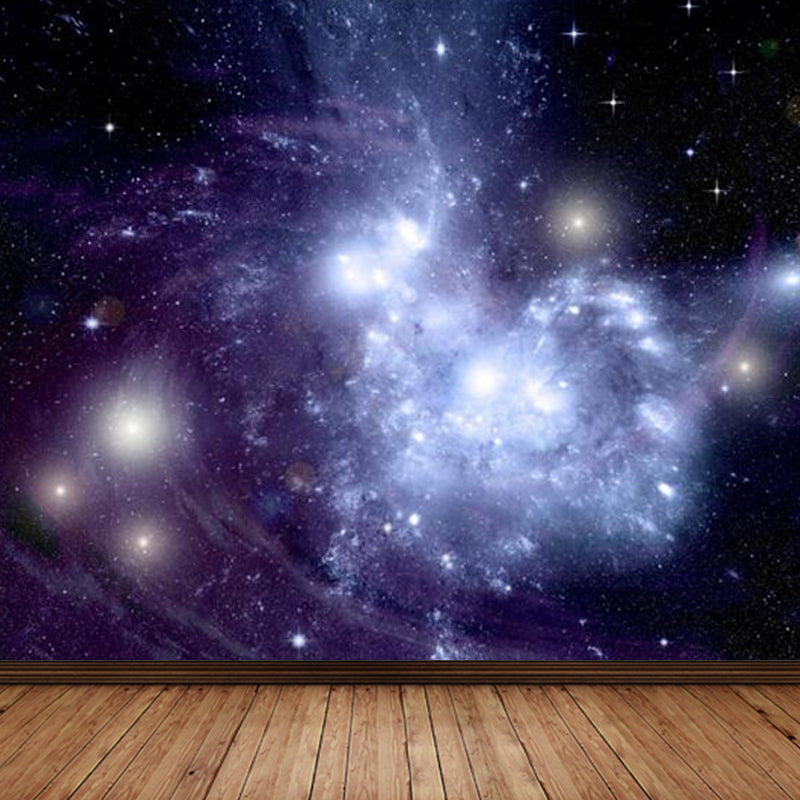 Extra Large Sky Scenery Mural Light Color Non-Woven Wall Art for Interior Decor, Customised Purple Clearhalo 'Wall Decor' 'Wall Mural' 1758635