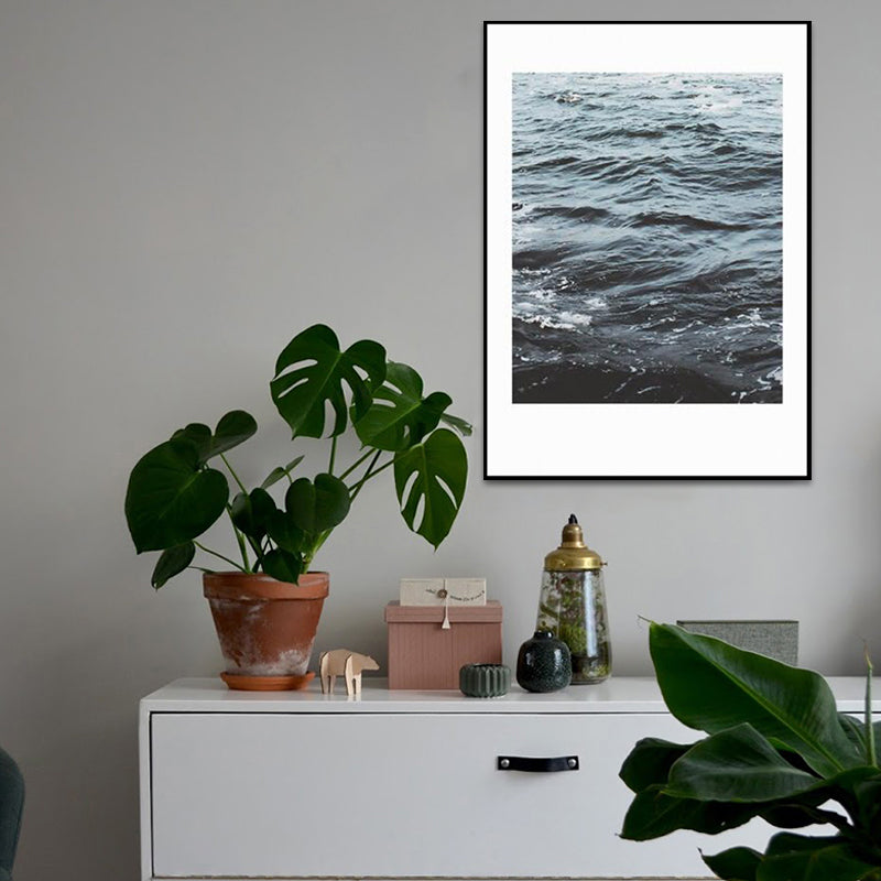 Photographic Print Ocean Water Canvas Modern Style Textured Wall Art in Blue for Home Clearhalo 'Art Gallery' 'Canvas Art' 'Contemporary Art Gallery' 'Modern' Arts' 1760193