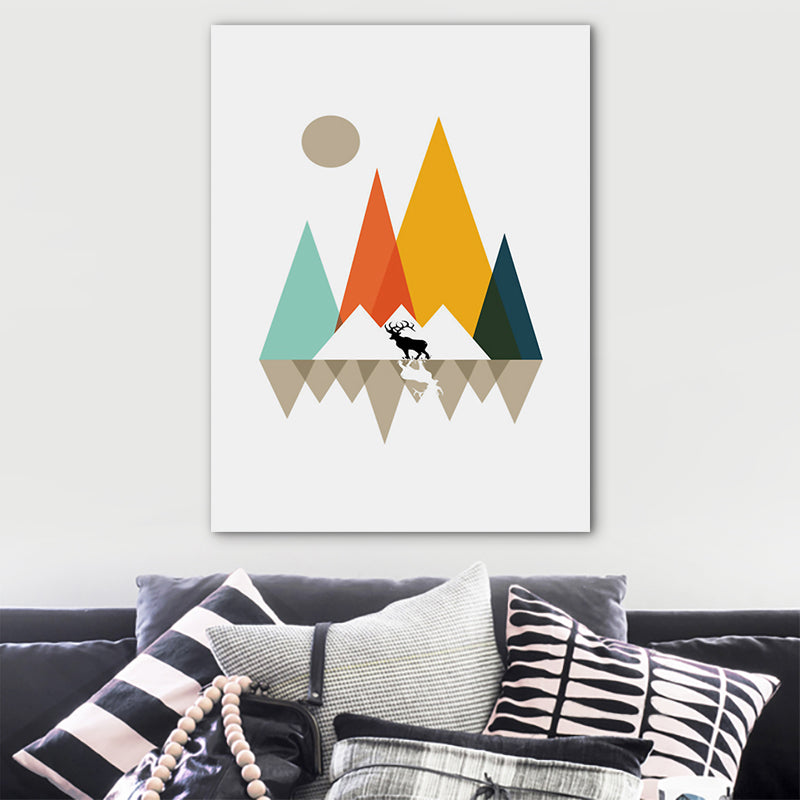 Pastel Color Nordic Wrapped Canvas Morning Mountains Wall Art Decor for Living Room Yellow Clearhalo 'Arts' 'Canvas Art' 1760654