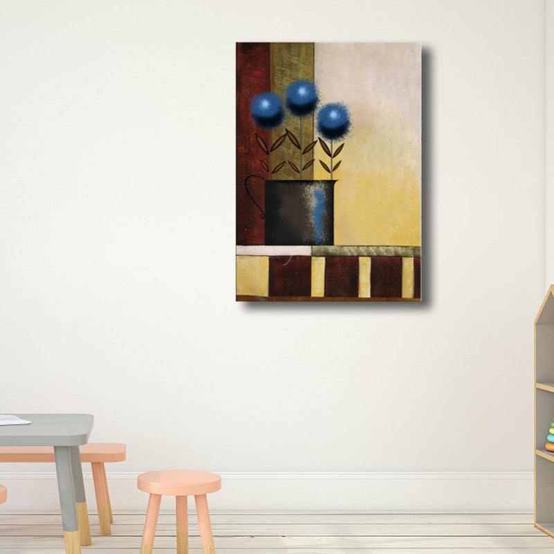 Light Color Flower Wall Decor Textured Art Nouveau Style Girls Bedroom Canvas Art Blue Clearhalo 'Arts' 'Canvas Art' 1760958