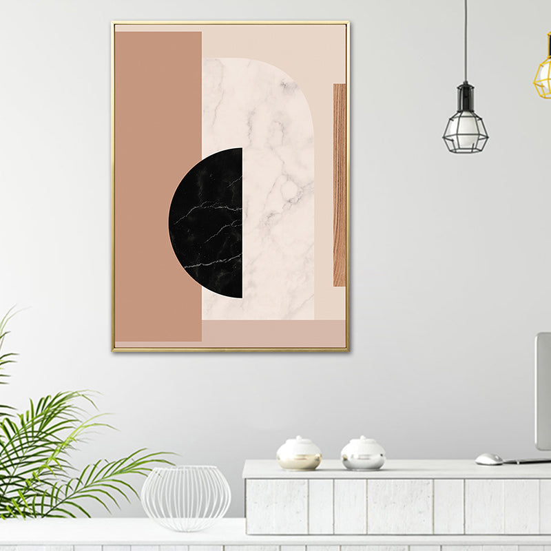 Scandinavian Style Geometric Art Print Canvas Light Color Oil Painting Wall Decor White Clearhalo 'Arts' 'Canvas Art' 1760997