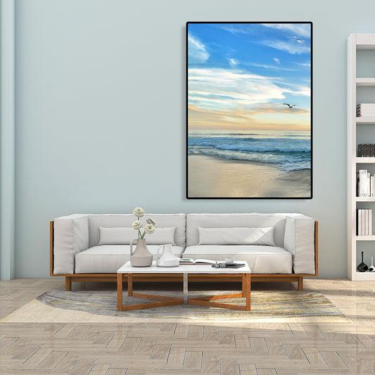 Coastal Style Wall Art Print Pastel Color Sea Landscape Painting, Multiple Sizes Blue Clearhalo 'Art Gallery' 'Canvas Art' 'Coastal Art Gallery' 'Nautical' Arts' 1761584