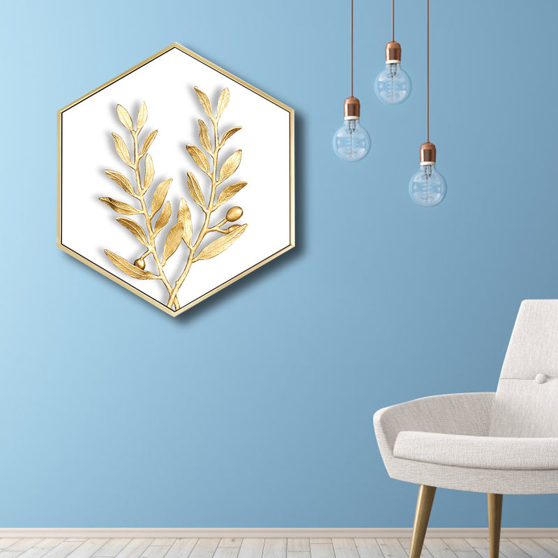 Nordic Plating Leaves Wall Decor Boys Bedroom Canvas Art Print in Soft Color, Multiple Sizes White Clearhalo 'Arts' 'Canvas Art' 1762012