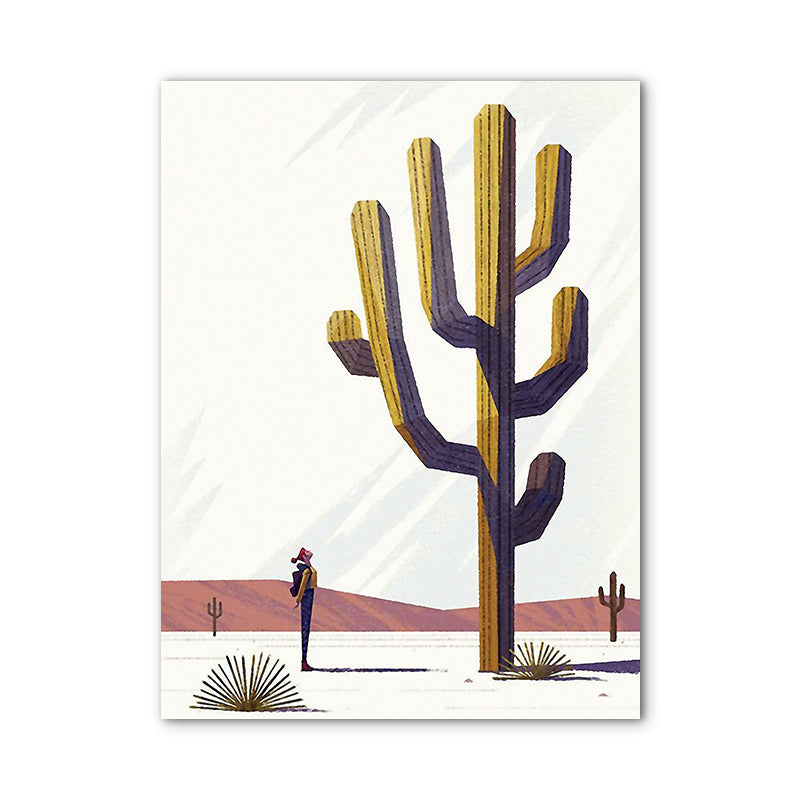 Brown Giant Desert Cactus Canvas Botanical Nordic Textured Wall Art Print for Room Clearhalo 'Arts' 'Canvas Art' 1762019