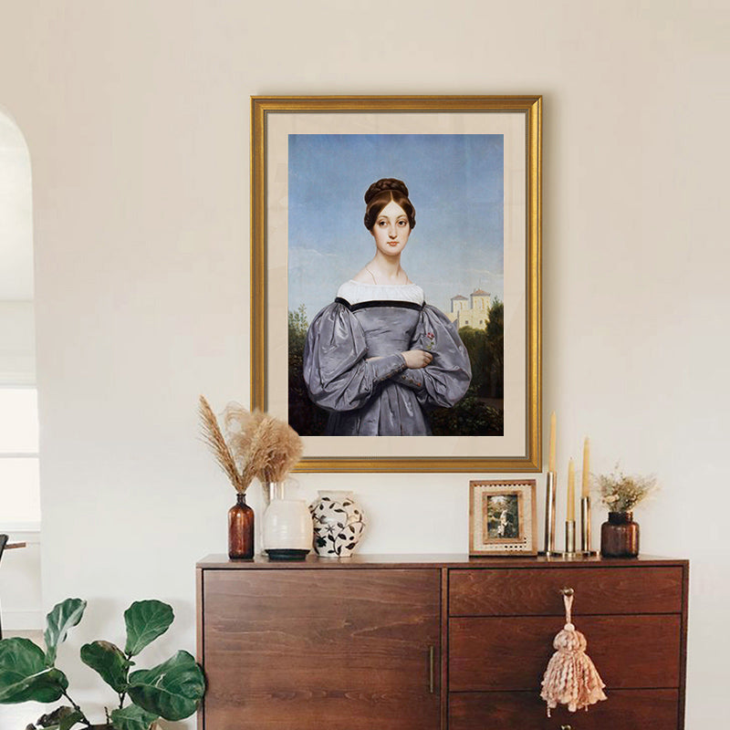 Renaissance Wall Art Print Pastel Color Graceful Maid Painting, Multiple Sizes Options Blue Clearhalo 'Arts' 'Canvas Art' 1762411