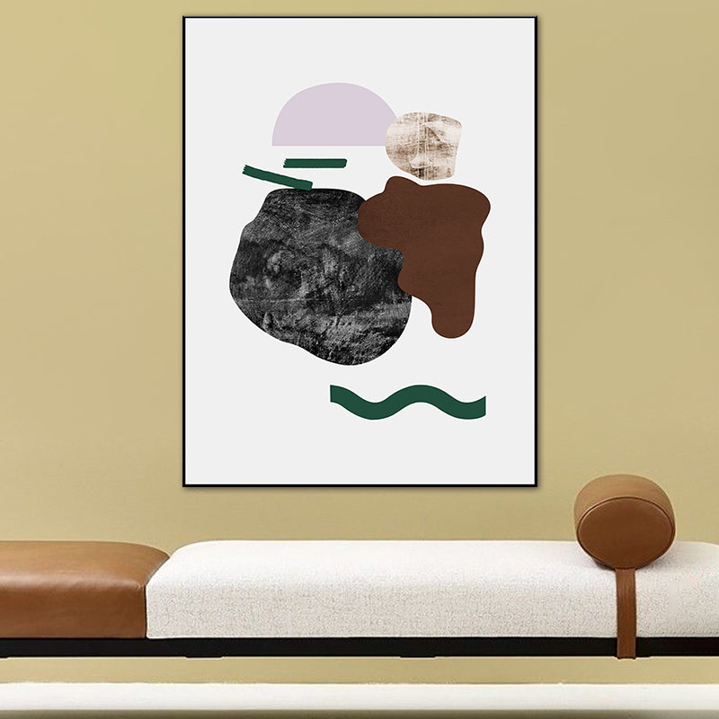 Illustration Abstract Wall Art Print Textured Nordic Dining Room Canvas in Dark Color Black Clearhalo 'Arts' 'Canvas Art' 1762536