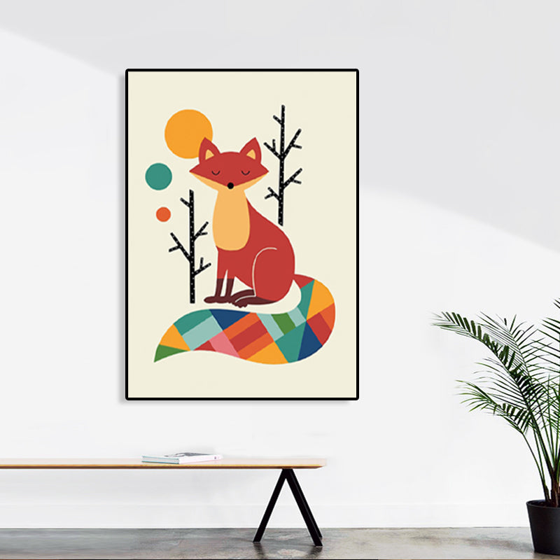 Kids Style Animal Canvas Art Pastel Color Textured Wall Decor for Childrens Bedroom Clearhalo 'Art Gallery' 'Canvas Art' 'Kids' Arts' 1762685