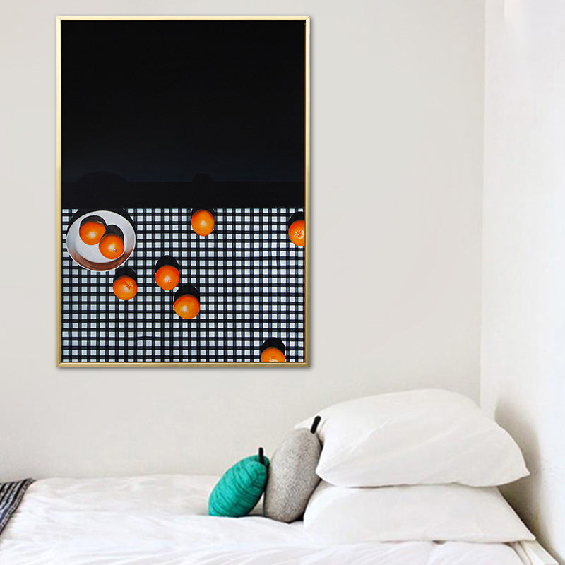 Fruit Oranges Art Print Nordic Style Canvas Wall Decor in Dark Color for Living Room Black Clearhalo 'Arts' 'Canvas Art' 1763415
