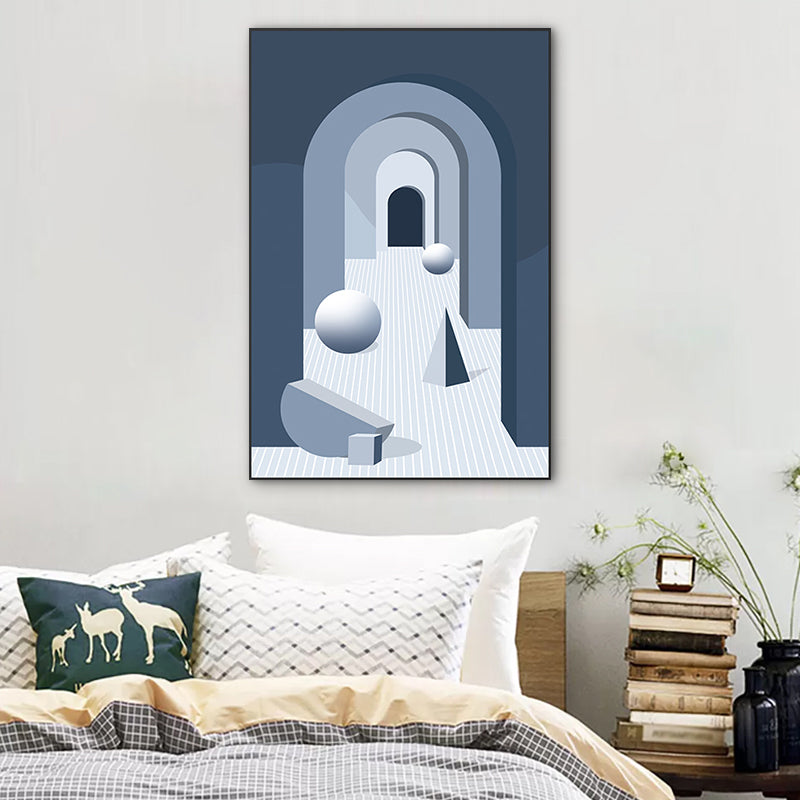 Modern Wall Art Decor Pastel Color Illustration Geometric and House Interior Canvas Clearhalo 'Art Gallery' 'Canvas Art' 'Kids' Arts' 1763517