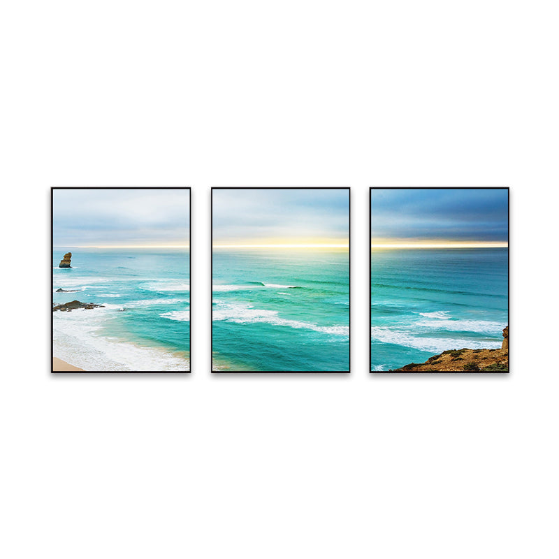 Blue Sea Beach Scenery Canvas Multi-Piece Tropical House Interior Wall Art Print Clearhalo 'Art Gallery' 'Canvas Art' 'Coastal Art Gallery' 'Nautical' Arts' 1763893