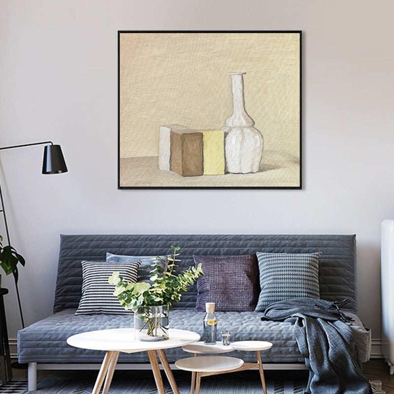 Impressionism Neat Pots Canvas Print Pastel Color Textured Painting for Playroom Yellow Clearhalo 'Arts' 'Canvas Art' 1764208