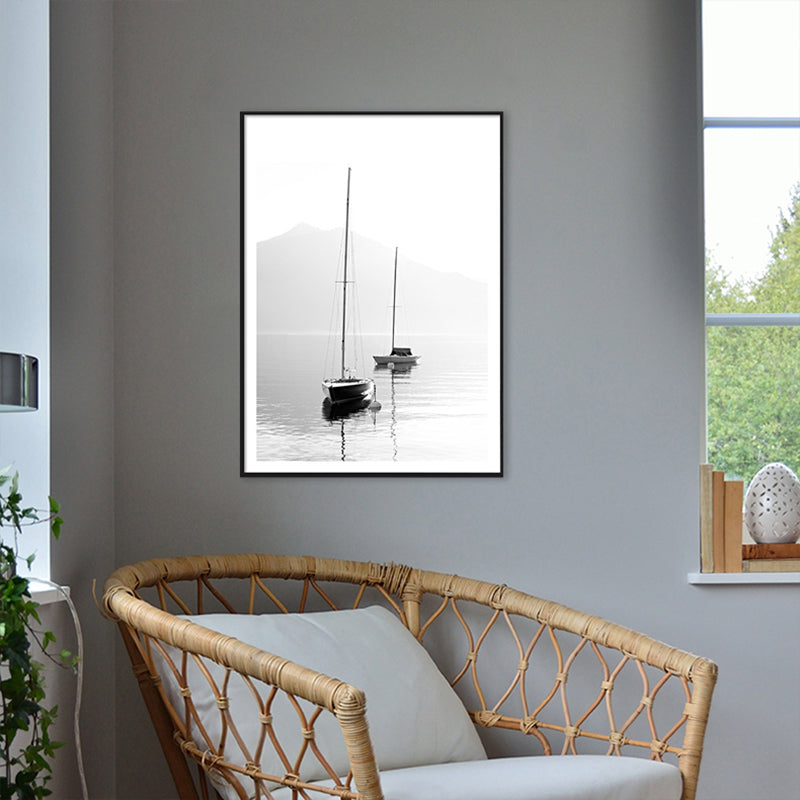 Vintage Style Still Boat Canvas Print Pastel Color Textured Painting for Playroom Light Gray Clearhalo 'Arts' 'Canvas Art' 1764806