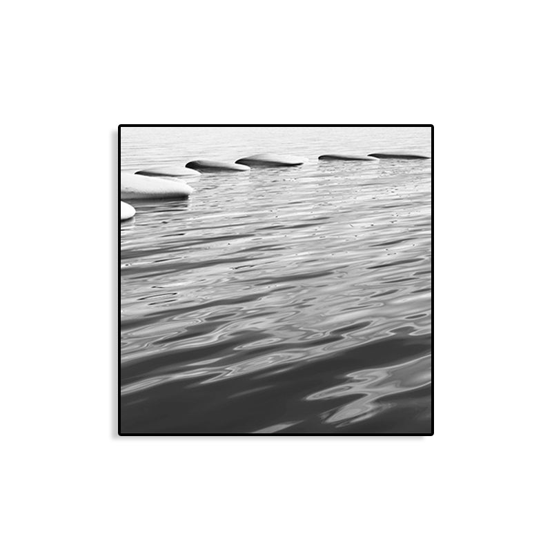 Seaside Oval Stone Scene Painting Light Color Modern Wrapped Canvas for Living Room Clearhalo 'Art Gallery' 'Canvas Art' 'Contemporary Art Gallery' 'Modern' Arts' 1765164