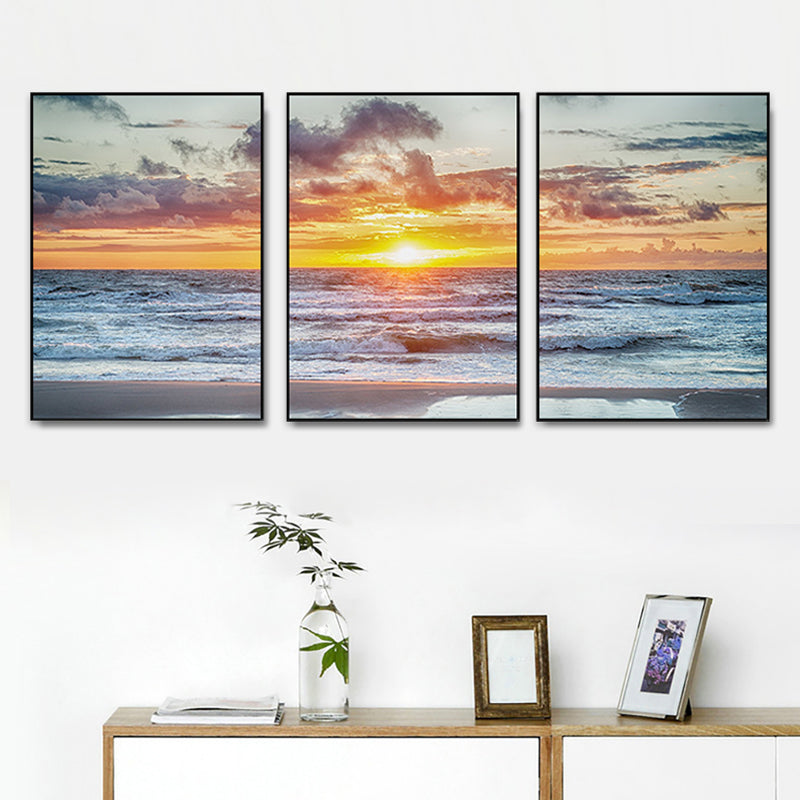 Vast Sea Scenery Canvas Print for Dining Room Photography Wall Art Decor, Set of Three Clearhalo 'Art Gallery' 'Canvas Art' 'Coastal Art Gallery' 'Nautical' Arts' 1765810