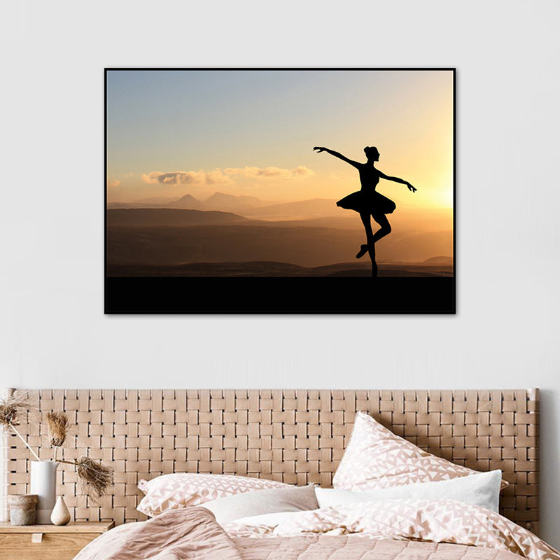 Beautiful Photo Sunset Ballerina Canvas Wall Art for Girls Bedroom, Pastel  Color - Clearhalo