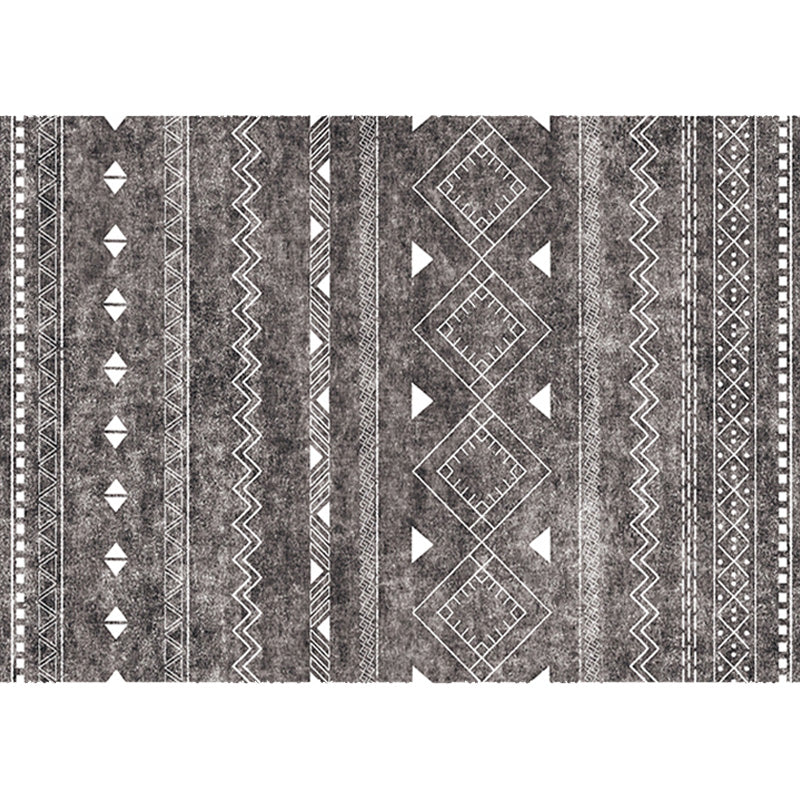 White and Black Bohemian Rug Polyester Striped Pattern Rug Pet Friendly Washable Anti-Slip Backing Carpet for Decoration Clearhalo 'Area Rug' 'Rugs' 'Shabby Chic' Rug' 1766788