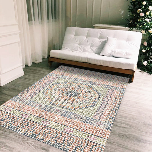 Bohemian Striped Pattern Rug with Flower Multicolor Polyester Rug Machine Washable Non-Slip Backing Area Rug for Living Room Clearhalo 'Area Rug' 'Rugs' 'Shabby Chic' Rug' 1766906