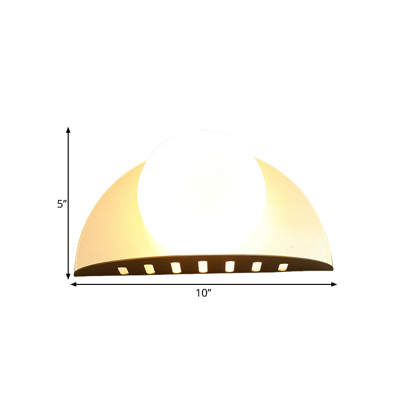 Sphere Opaline Glass Wall Mount Lighting Contemporary 1 Bulb Gold Wall Lamp Fixture Clearhalo 'Cast Iron' 'Glass' 'Industrial' 'Modern wall lights' 'Modern' 'Tiffany' 'Traditional wall lights' 'Wall Lamps & Sconces' 'Wall Lights' Lighting' 1771230