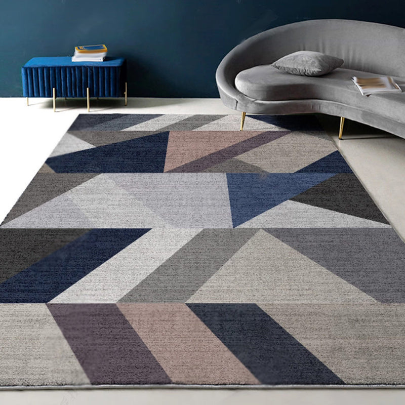 Modernist Geometric Pattern Rug with Stripe Multicolor Polyester Rug Non-Slip Backing Washable Pet Friendly Carpet for Home Navy Clearhalo 'Area Rug' 'Rug' 1779401