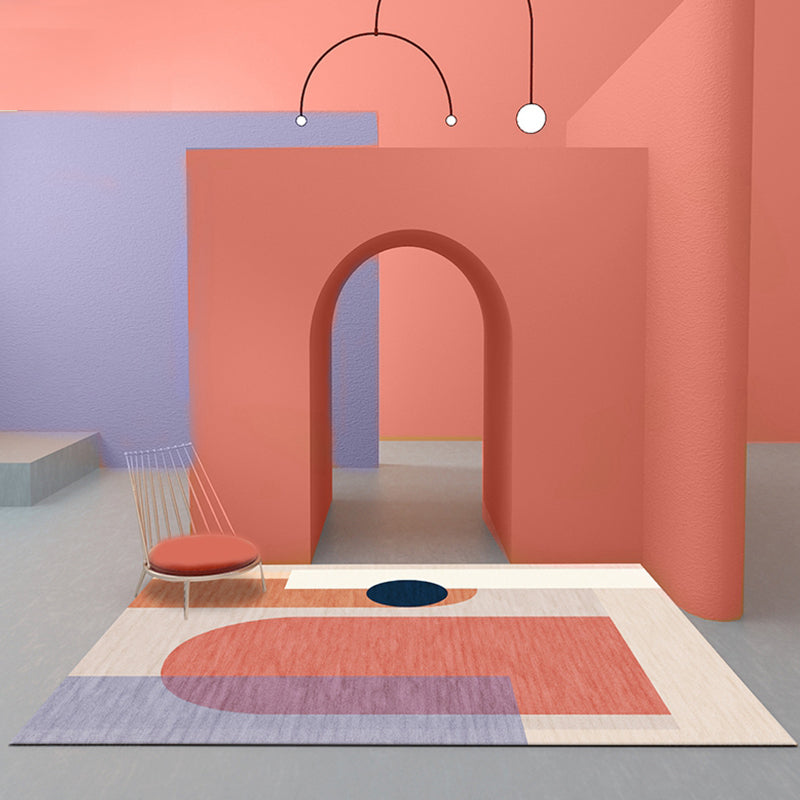 Modernist Colorblock Rug Blue and Orange Polyester Rug Non-Slip Backing Washable Pet Friendly Carpet for Home Orange Clearhalo 'Area Rug' 'Rug' 1779752