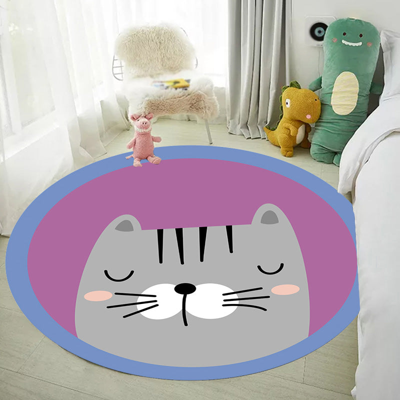 Kids Animal Pattern Rug Multicolor Polyester Rug Non-Slip Backing Washable Pet Friendly Carpet for Bedroom Purple Clearhalo 'Area Rug' 'Rug' 1780285