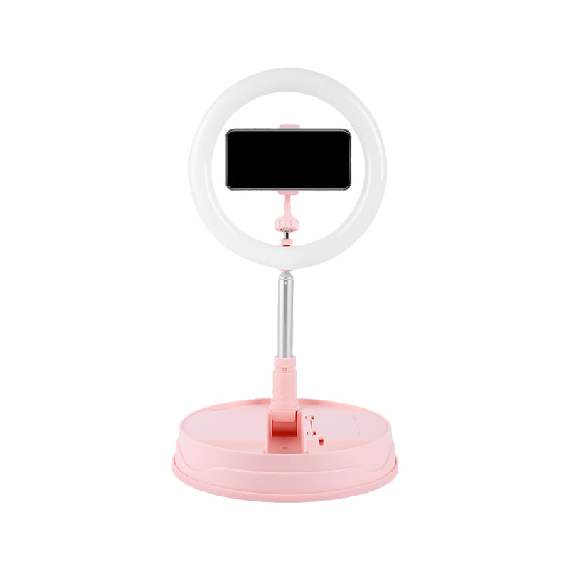Metallic Round Make-Up Lighting Modern Style USB LED Fill-in Flash Light in Pink Clearhalo 'Cast Iron' 'Glass' 'Industrial' 'Modern wall lights' 'Modern' 'Tiffany' 'Traditional wall lights' 'Vanity Lights' 'Wall Lights' Lighting' 1781801