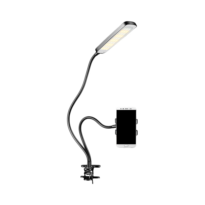 Metal Rectangle Make-Up Lighting Minimalist Portable LED Fill Flush Light in Black with Flexible Arm Clearhalo 'Cast Iron' 'Glass' 'Industrial' 'Modern wall lights' 'Modern' 'Tiffany' 'Traditional wall lights' 'Vanity Lights' 'Wall Lights' Lighting' 1781871
