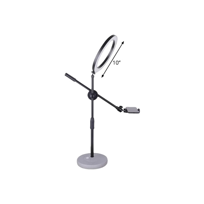 Round Shaped Metal Vanity Light Contemporary Adjustable LED Black Fill Flush Lamp, 8"/10" W Clearhalo 'Cast Iron' 'Glass' 'Industrial' 'Modern wall lights' 'Modern' 'Tiffany' 'Traditional wall lights' 'Vanity Lights' 'Wall Lights' Lighting' 1781982