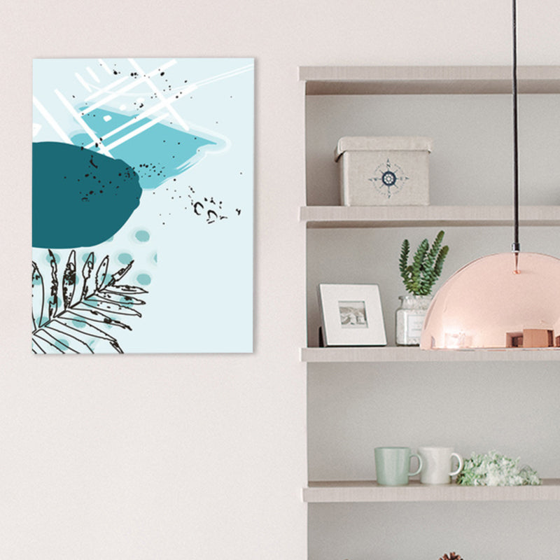 Leaves Canvas Wall Art Textured Scandinavian Style Bedroom Painting in Light Color Green Clearhalo 'Arts' 'Canvas Art' 1782821