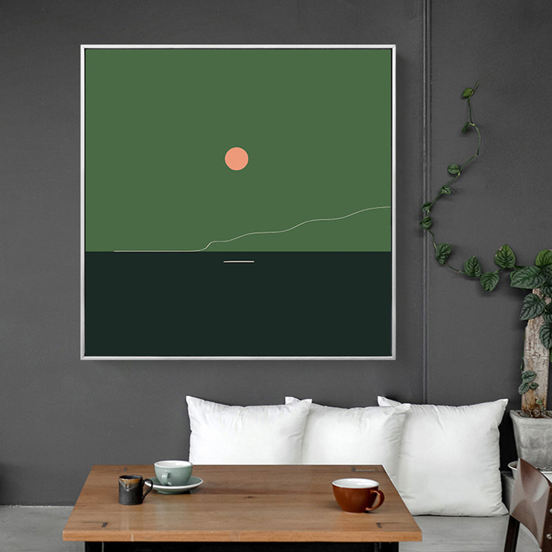 Green Minimalism Wall Art Illustration Scenery Canvas Print for House Interior, Multiple Sizes Green Clearhalo 'Arts' 'Canvas Art' 1783175