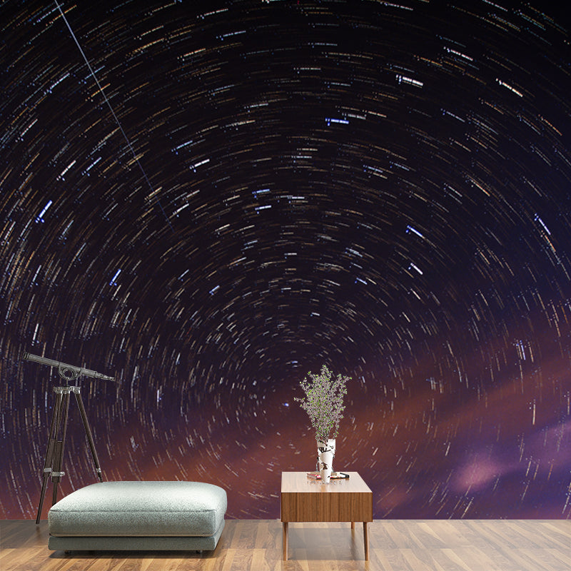 Modern Universe Whirlpool Mural Wallpaper Dark Color Stain-Proof Wall Art for Home Purple Clearhalo 'Wall Decor' 'Wall Mural' 1784365