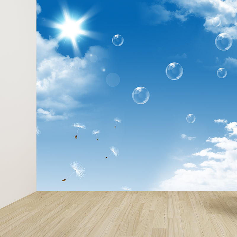 Large Sky Scenery Wall Mural Contemporary Natural Landscape Wall Decor in Pastel Color Blue Clearhalo 'Wall Decor' 'Wall Mural' 1784575