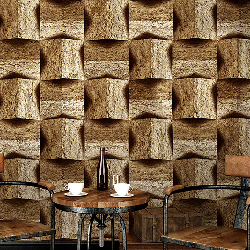 Sandy Yellow 20.5"W x 31'L Vinyl Water-Resistant 3D Faux Wood Wallpaper Yellow Clearhalo 'Wall Decor' 'Wallpaper' 1784595