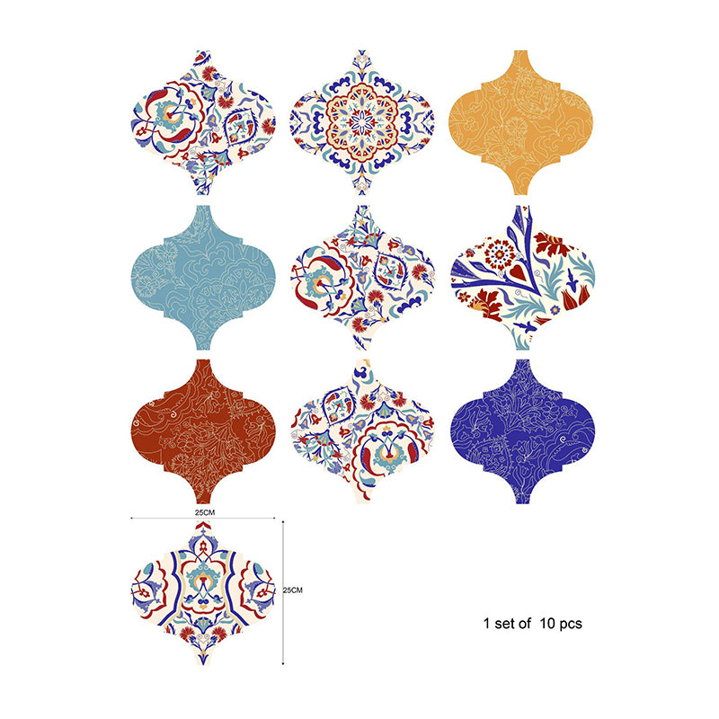 Flower and Trellis Print Wallpaper Panel Bohemia PVC Self Adhesive Wall Decor in Blue-Orange-Yellow Clearhalo 'Wall Decor' 'Wallpaper' 1784687