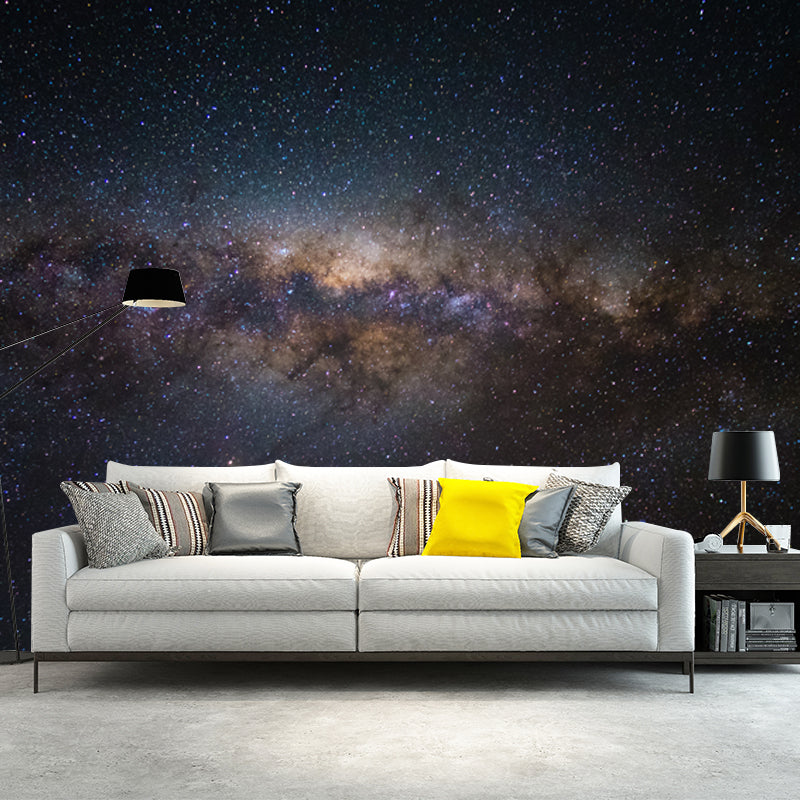 Galaxy Dazzling Stars Wallpaper Mural Modern Non-Woven Cloth Wall Art in Blue-Purple Blue-Brown Clearhalo 'Wall Decor' 'Wall Mural' 1785425
