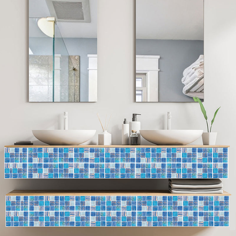 Self-Adhesive Mosaics Tile Wallpaper Panels Bohemian PVC Wall Covering, 4' L x 4" W Blue-White Clearhalo 'Wall Decor' 'Wallpaper' 1785750