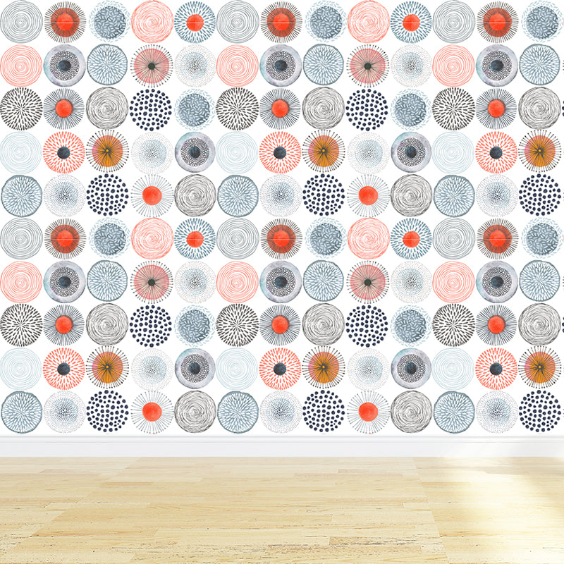 Large Floral Circles Wallpaper Mural Water Resistant Modern Style Bedroom Wall Decor Grey Clearhalo 'Wall Decor' 'Wall Mural' 1785913