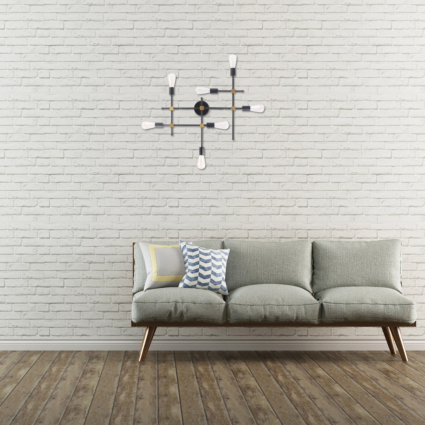 Metal Black Sconce Lighting Crossing Line 7 Bulbs Contemporary Wall Flush Mount Lamp Clearhalo 'Art deco wall lights' 'Cast Iron' 'Glass' 'Industrial wall lights' 'Industrial' 'Middle century wall lights' 'Modern' 'Rustic wall lights' 'Tiffany' 'Traditional wall lights' 'Wall Lamps & Sconces' 'Wall Lights' Lighting' 1788232