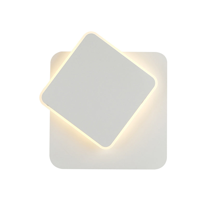 Nordic Squared Moveable Wall Lamp Iron Living Room LED Flush Mount Wall Sconce in Black/White with Acrylic Shade, Warm/White Light Clearhalo 'Cast Iron' 'Glass' 'Industrial' 'Modern wall lights' 'Modern' 'Tiffany' 'Traditional wall lights' 'Wall Lamps & Sconces' 'Wall Lights' Lighting' 1788436