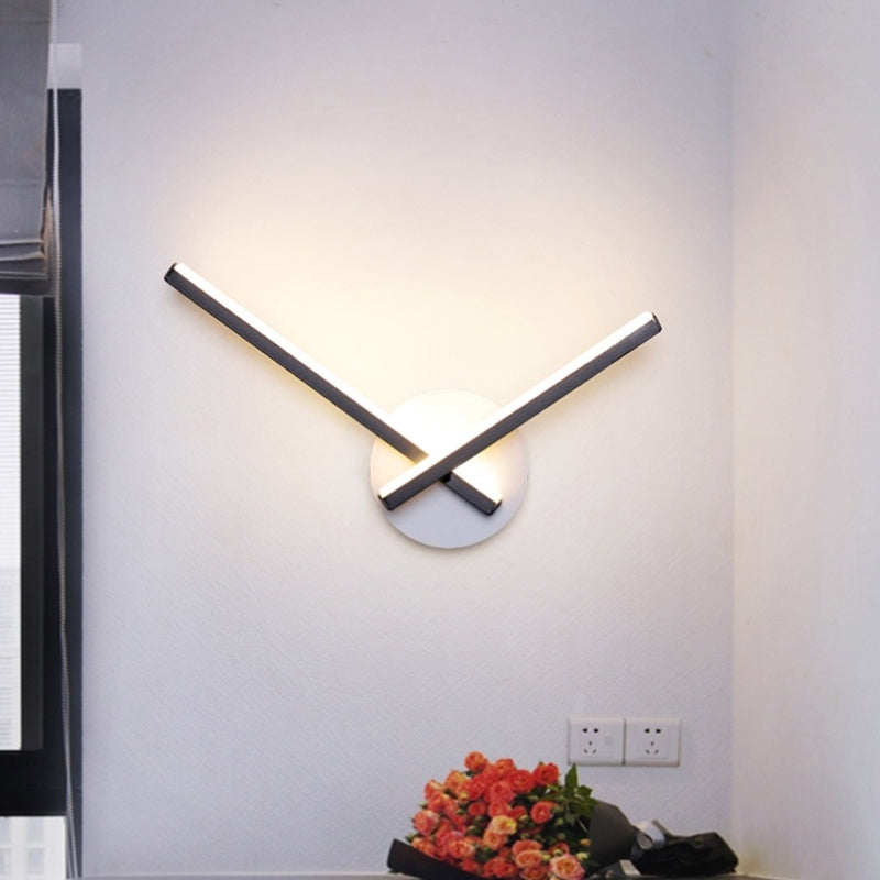 Acrylic Cross Wall Lighting Ideas Minimalism Black/White LED Sconce Lamp in Warm/White Light for Bedside Clearhalo 'Cast Iron' 'Glass' 'Industrial' 'Modern wall lights' 'Modern' 'Tiffany' 'Traditional wall lights' 'Wall Lamps & Sconces' 'Wall Lights' Lighting' 1788478