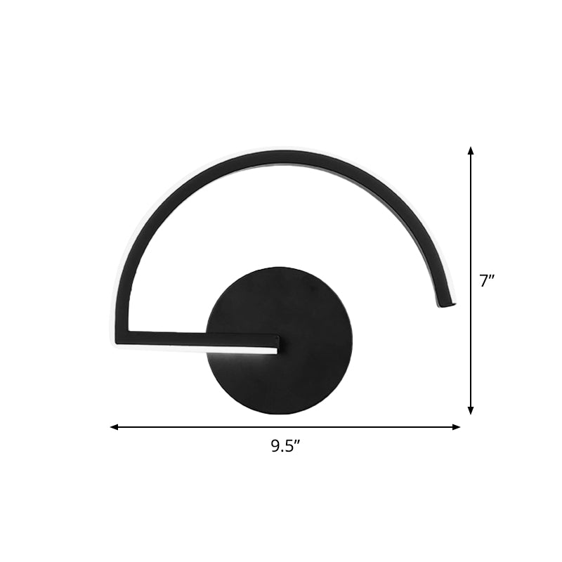 Minimalist Half-Circle Metal Sconce Ideas LED Wall Mounted Lighting Fixture in Black with Open Design, Warm/White Light Clearhalo 'Cast Iron' 'Glass' 'Industrial' 'Modern wall lights' 'Modern' 'Tiffany' 'Traditional wall lights' 'Wall Lamps & Sconces' 'Wall Lights' Lighting' 1788499