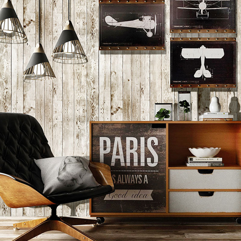 Faux Wood Wall Covering Soft Color Non-Woven Fabric Wallpaper for Accent Wall, 58.1 sq ft. Clearhalo 'Country wall decor' 'Rustic' 'Wallpaper' Wall Decor' 1788657