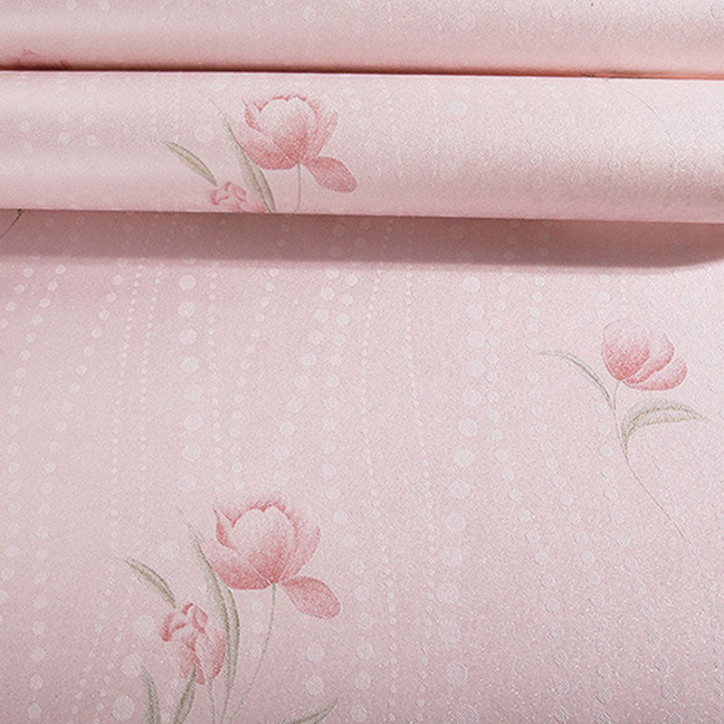 Pastel Color Floral Pattern Wallpaper Water-Resistant Wall Covering for Girl's Bedroom, 20.5"W x 33'L Clearhalo 'Country wall decor' 'Rustic' 'Wallpaper' Wall Decor' 1788882