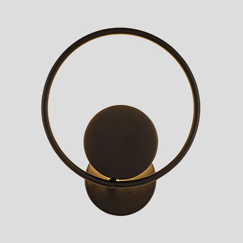 Halo Ring Metallic Sconce Light Minimalist Black Integrated LED Wall Mounted Lamp in Warm/White Light Clearhalo 'Modern wall lights' 'Modern' 'Wall Lamps & Sconces' 'Wall Lights' Lighting' 1788975