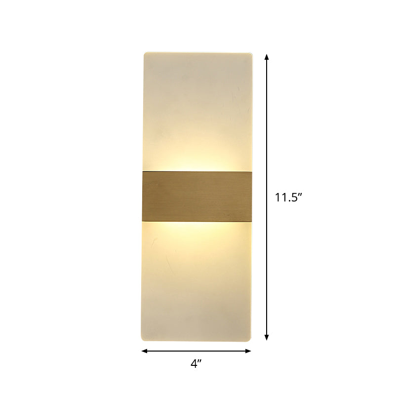 Rectangular Flush Wall Sconce Minimalist Acrylic Bedside Wall Lamp with Gold Band, Warm/White Light Clearhalo 'Modern wall lights' 'Modern' 'Wall Lamps & Sconces' 'Wall Lights' Lighting' 1789031